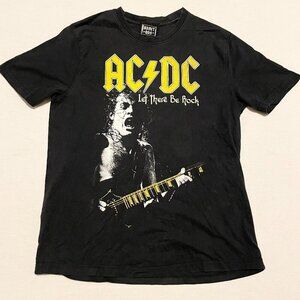 2010 Admit One AC DC Let There Be Rock T Shirt Mens Medium Black Flaws
